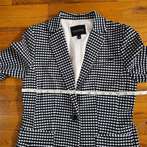 Banana Republic Black White Gingham Blazer Size 4 - Picture 5 of 8